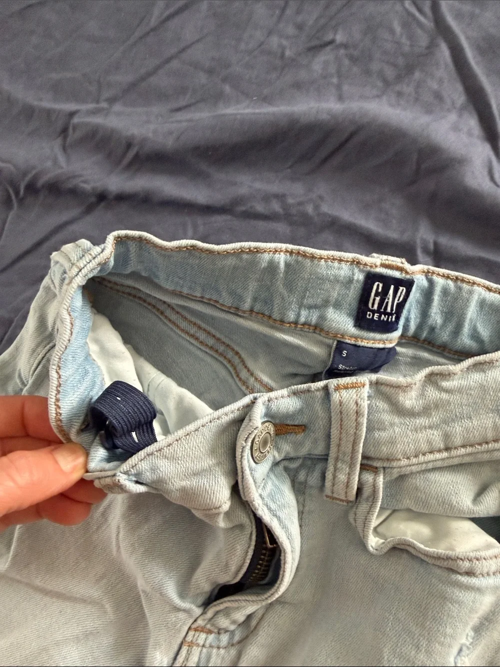 GAP Kids Light Gray Distressed Straight Jeans